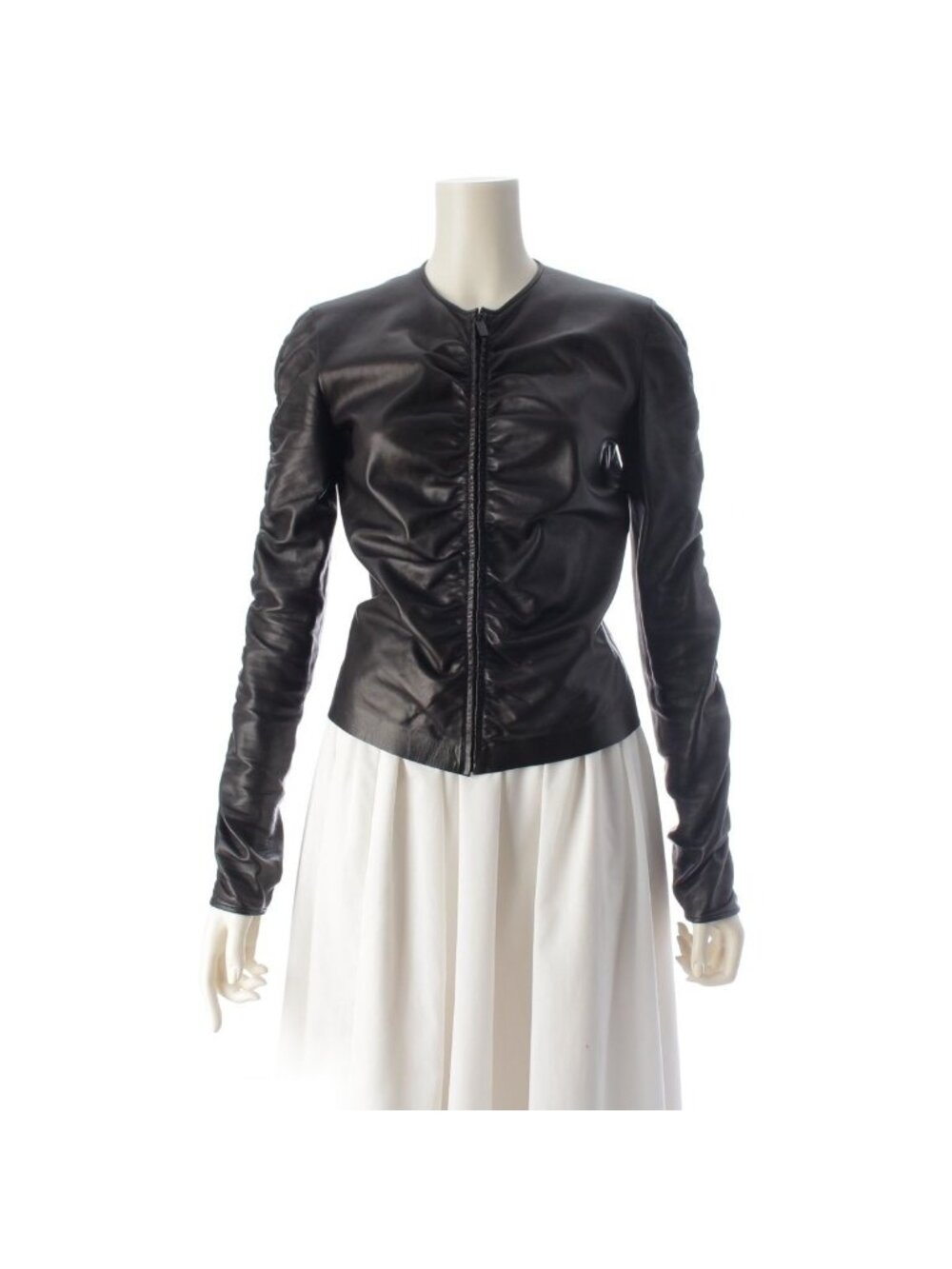 Gucci Vintage Leather Collarless Jacket Black 38